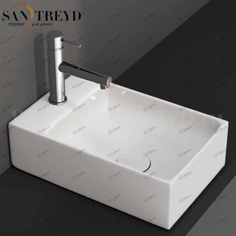 B6R40BI Подвесная раковина настенная прямоугольная Ceramica Globo T-EDGE белая