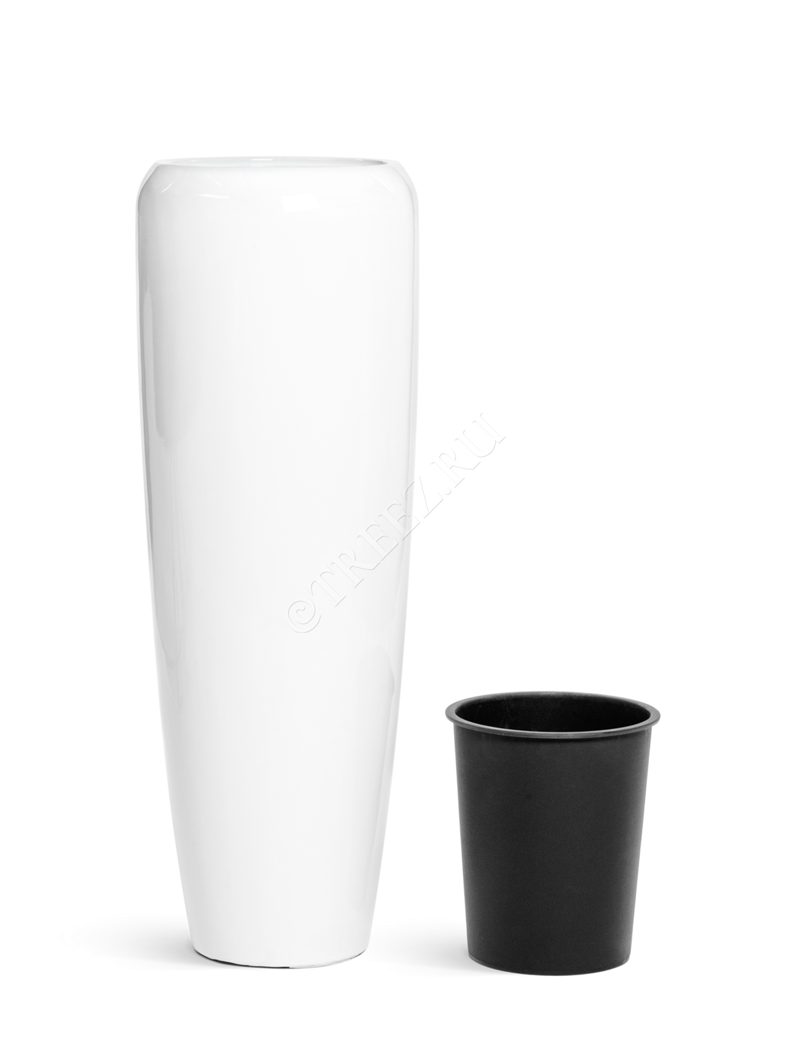 41.3320-05-036-WH-075 Кашпо  Effectory - серия Gloss - Высокий конус Design - Белый глянцевый лак Цветочная коллекция  - Вид №2