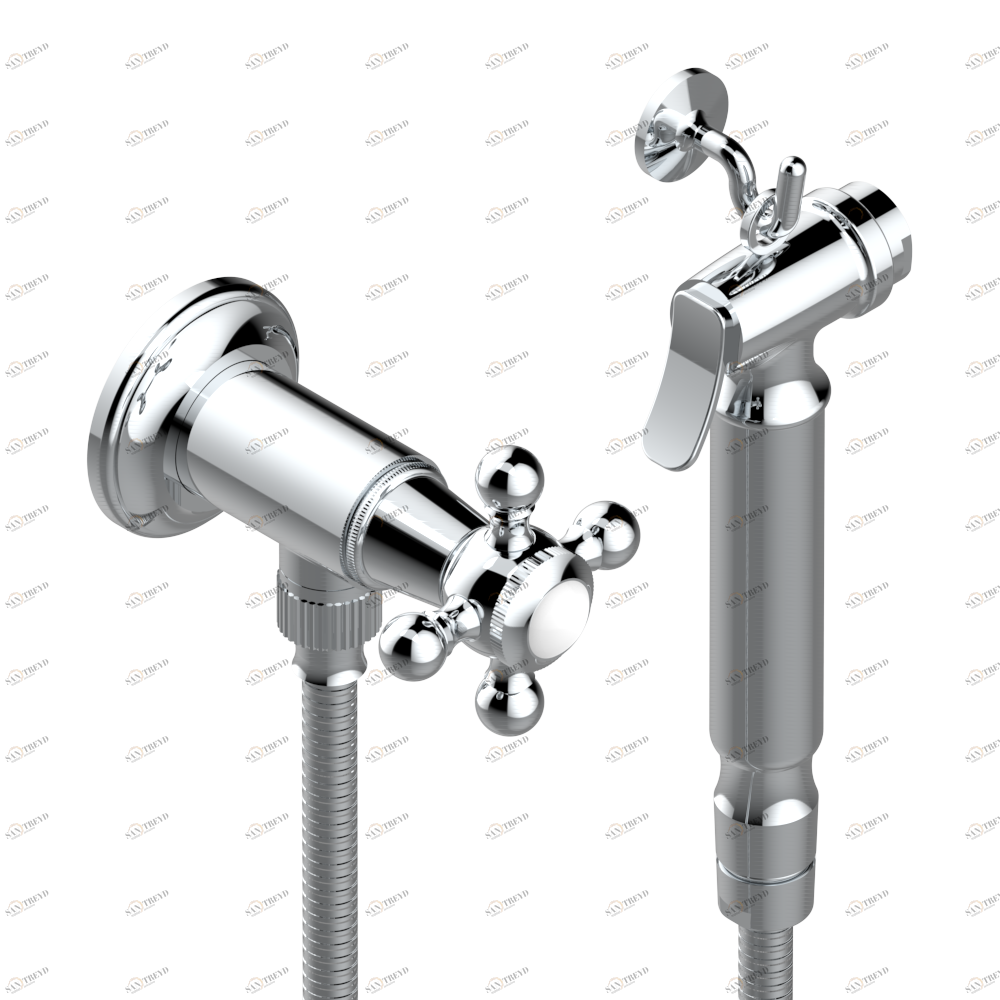 G29-5840/8 Душ гигиенический: вентиль, 1.25 м шланг, крючок, вывод для душа и лейка с клапаном (возможны только следующие покрытия A02, B01,C01, D03, E02, F01, G01,G02) Thg-paris Charleston Хром G29 5840/8 A02 CAT.A