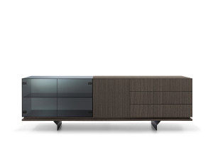 Шкаф из дерева и стекла с ящиками