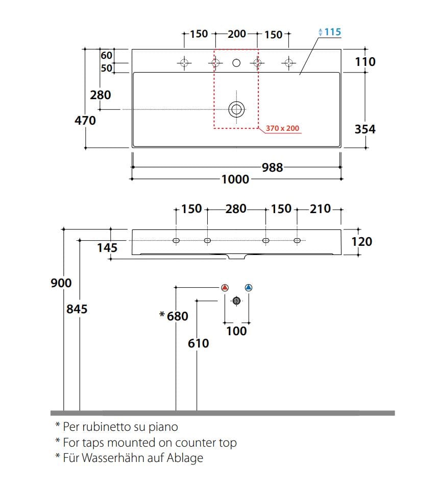 Керамическая прямоугольная раковина Ceramica Globo плиты ARCH-00126975 - Вид №2