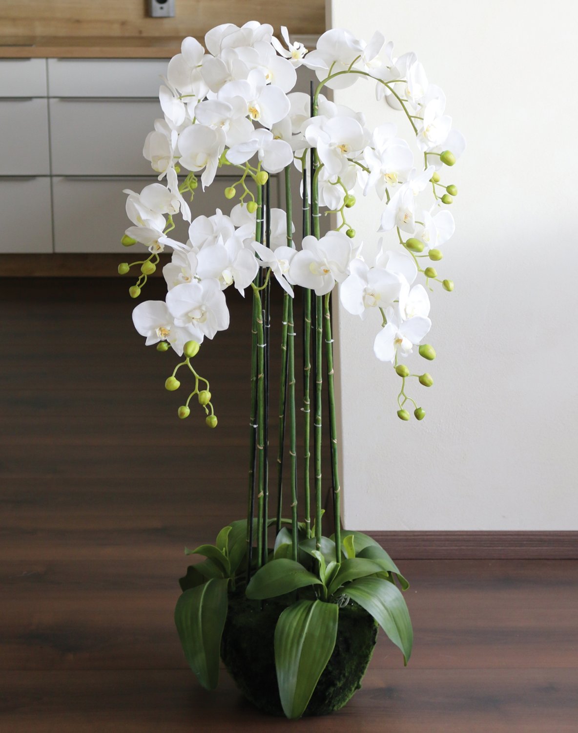 2860 777 a3 Пластиковая орхидея Phalaenopsis с 'почвой', 9-кратная, 120 см, real touch, белая H-andreas  - Вид №18
