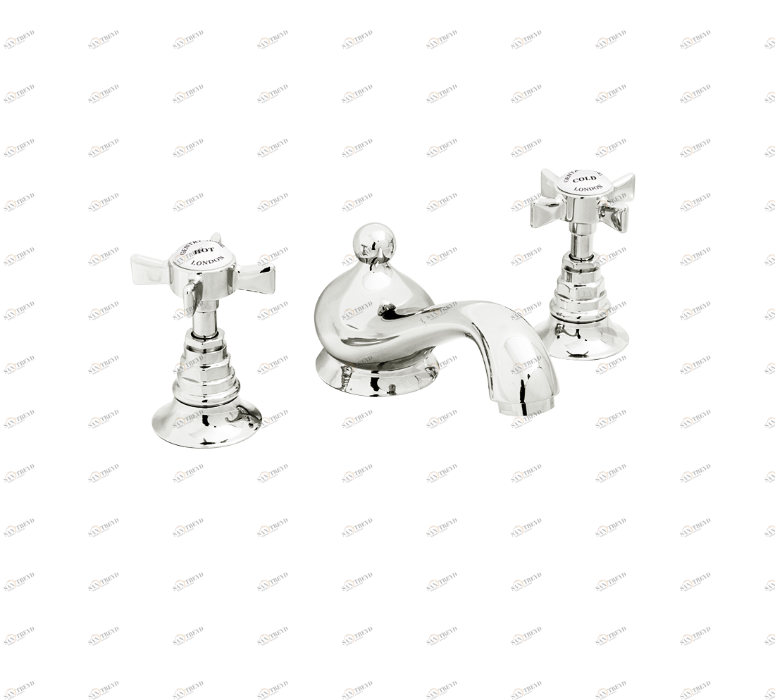 Gentry Home Смеситель для раковины Style на три отверстия с всплывающей пастой Ascot Никель GH100836 
