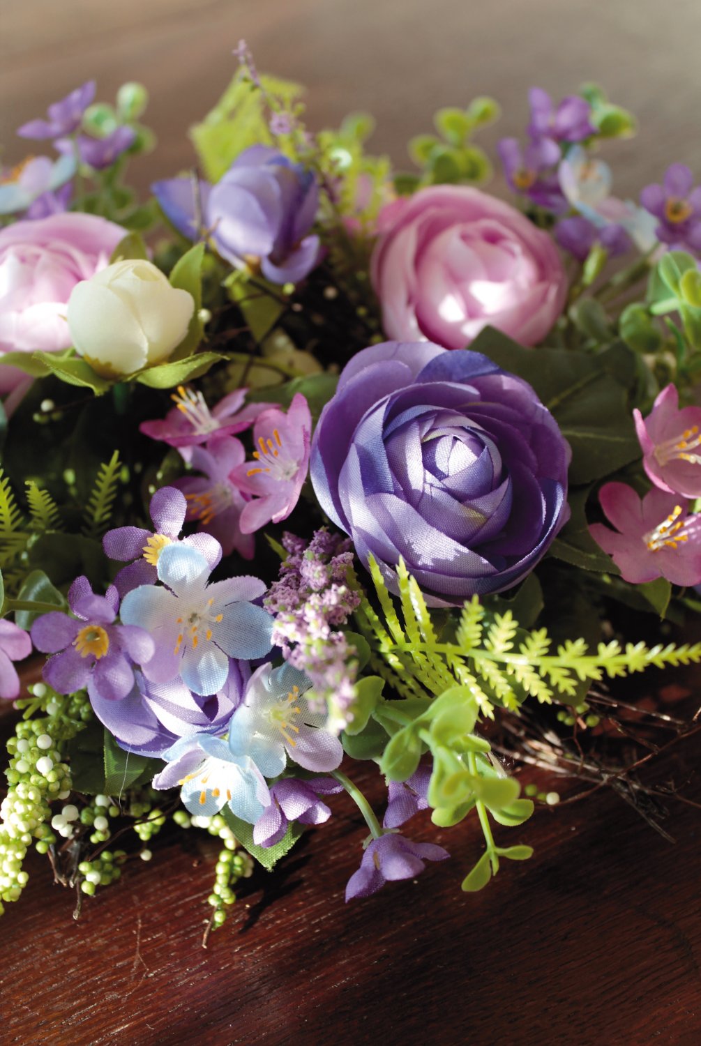 3161 102 a3 Искусственный венок 'Лютик-восковое растение', Ø 25 см, сине-фиолетовый H-andreas 