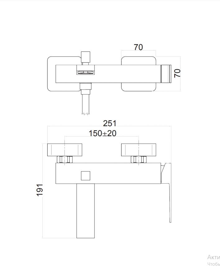 100CR8551 Смеситель для ванны хром Fiore Kube - Вид №2