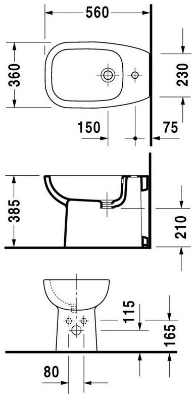 224110 Биде напольное D-Code Duravit - Вид №2