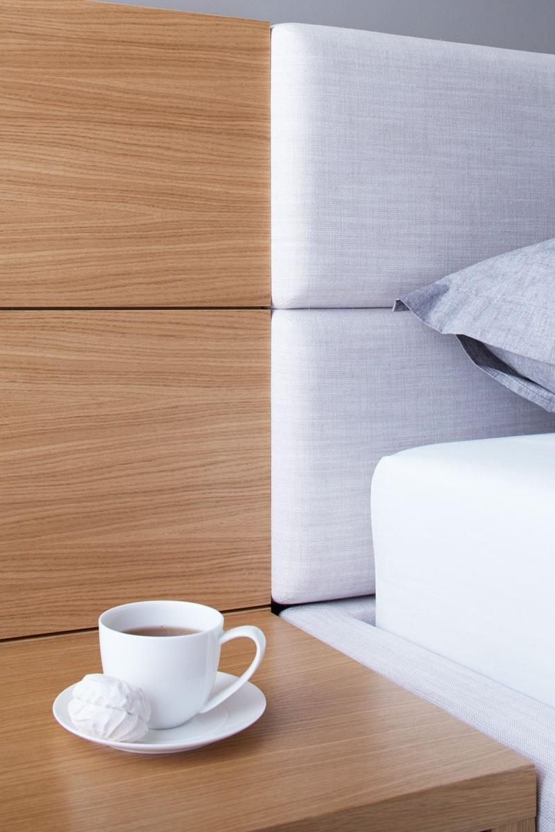 Heavens Двуспальная кровать из дерева и ткани со встроенными прикроватными тумбочками Linda sun-id-1369433 - Вид №2