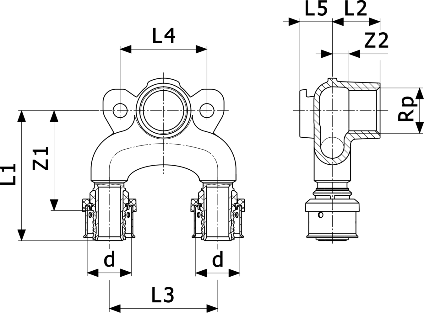 730 413 Модель 6725.7 Трубопроводные системы  Viega Smartpress  Водорозетки Santreyd  - Вид №3