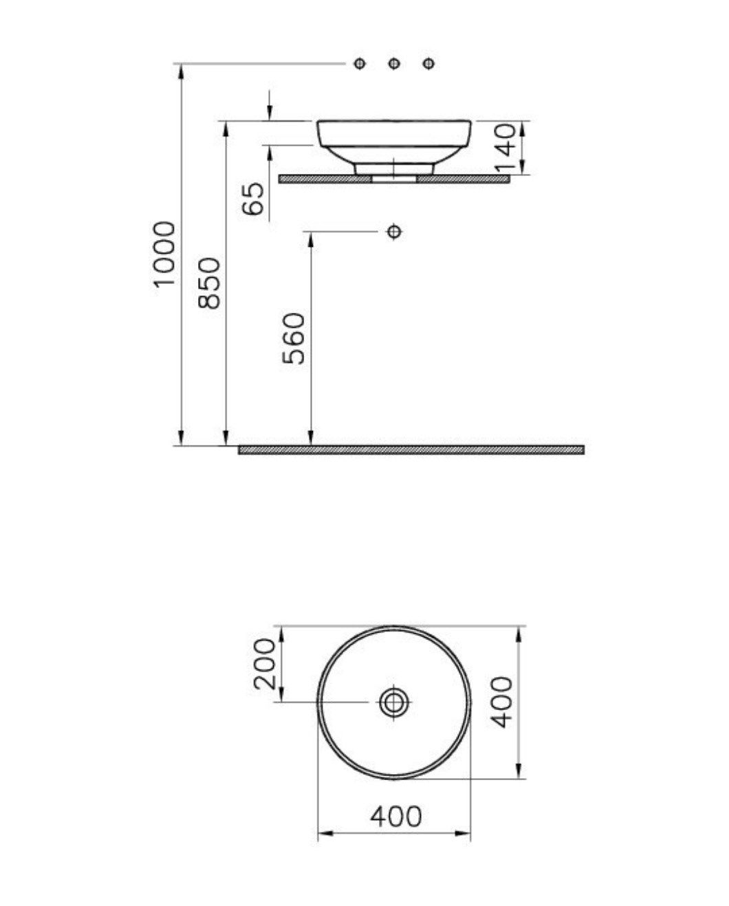 Керамическая круглая столешница VitrA Bathrooms Water Jewels ARCH-00060881 - Вид №4