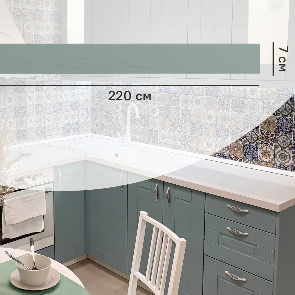 Кухонный карниз Томари 220x7 см KONSENSAМДФ цвет голубой 89423385 STLM-2181880