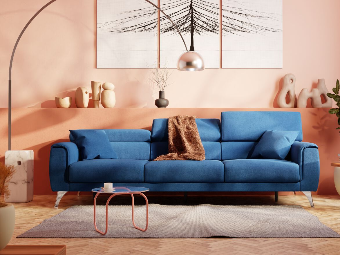 3-местный подголовник тканевый диван с откидной спинкой Divani.Store CARAVAGGIO ARCH-00135263