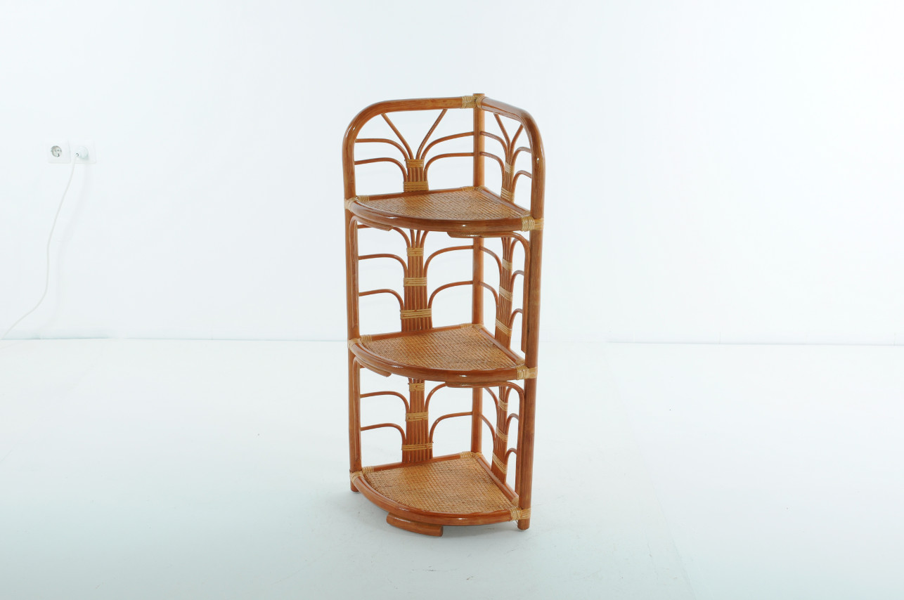 Этажерка угловая с 3 полками коньяк Calamus Rotan VINOTTI  00-3885323 Коричневый  - Вид №1