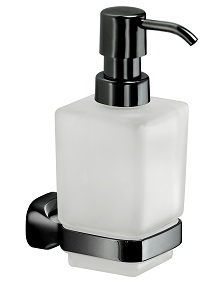 ST80(14) Gedy G-Stelvio, настенный стеклянный дозатор с пластиковой помпой, цвет черный матовый