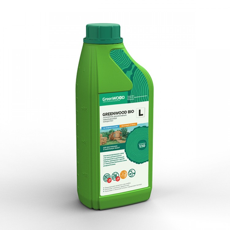 GWB-LK/01 GreenLAB GREENWOOD BIO L Концентрат 1:9, 1 л, антисептик декоративный, несмываемый 
