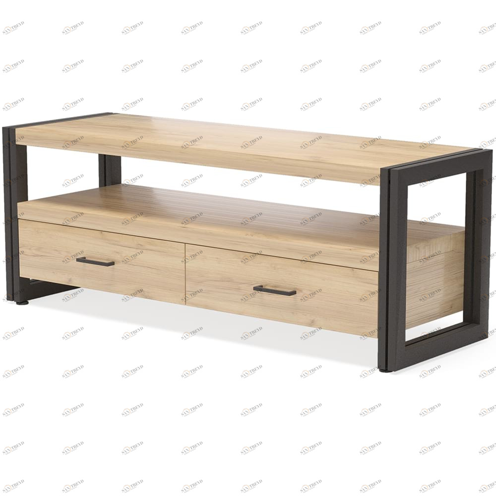 Тумба под телевизор с двумя ящиками светло-коричневая Neo Loft MILLWOOD RAW 134409 Бежевый 