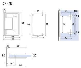 Metalglas Bonomi Петля замак для душевого бокса  B-400  - Вид №2