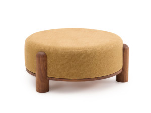 Круглый пуф из ореха и ткани