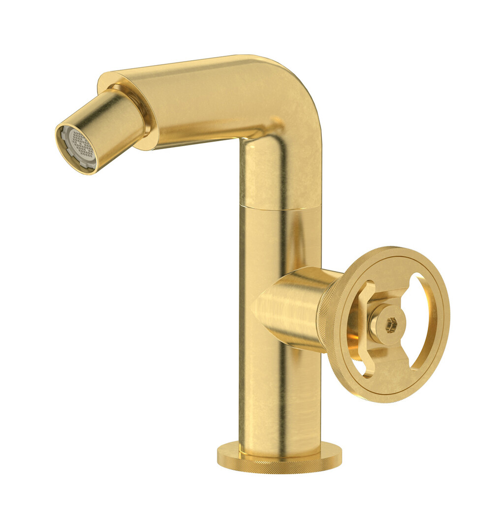 Смеситель для биде на 1 отверстие в комплекте с донным клапаном. WE ARE IB b1220on Natural Brass Bold
