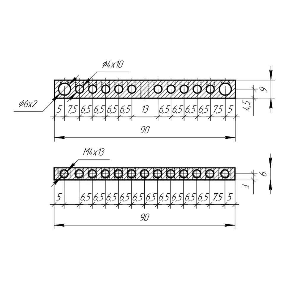 Шина соединительная EKF Proxima PEN 0-земля 12 отверстий 6x9 мм 88883085 STLM-2057941  - Вид №1