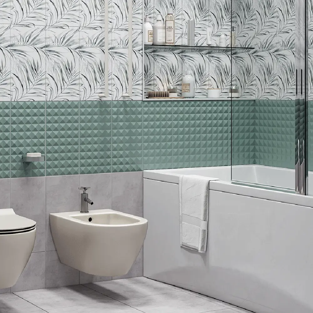 Плитка настенная рельефная Culto Asana Mint H 20x40 см 1.2 м² цвет ментоловый STLM-2134906