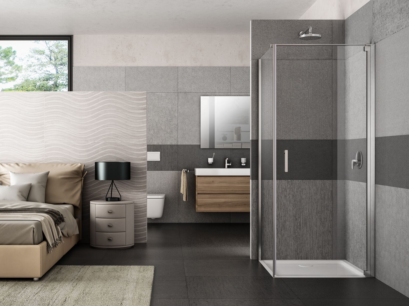 Угловая душевая кабина из закаленного стекла с распашной дверью Provex Industrie ARCH-00047225 - Вид №1