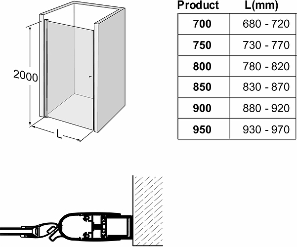 500.986.00.5 Распашная дверь IDO Showerama 10-0, IDO Showerama 10-0, матовый профиль / прозрачное стекло, 750 мм  - Вид №4