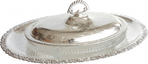 10632367 Queen Anne Блюдо овальное с крышкой Queen Anne 40х26х13см, на подставке, сталь, посеребрение Сталь нержавеющая с посеребрением, стекло