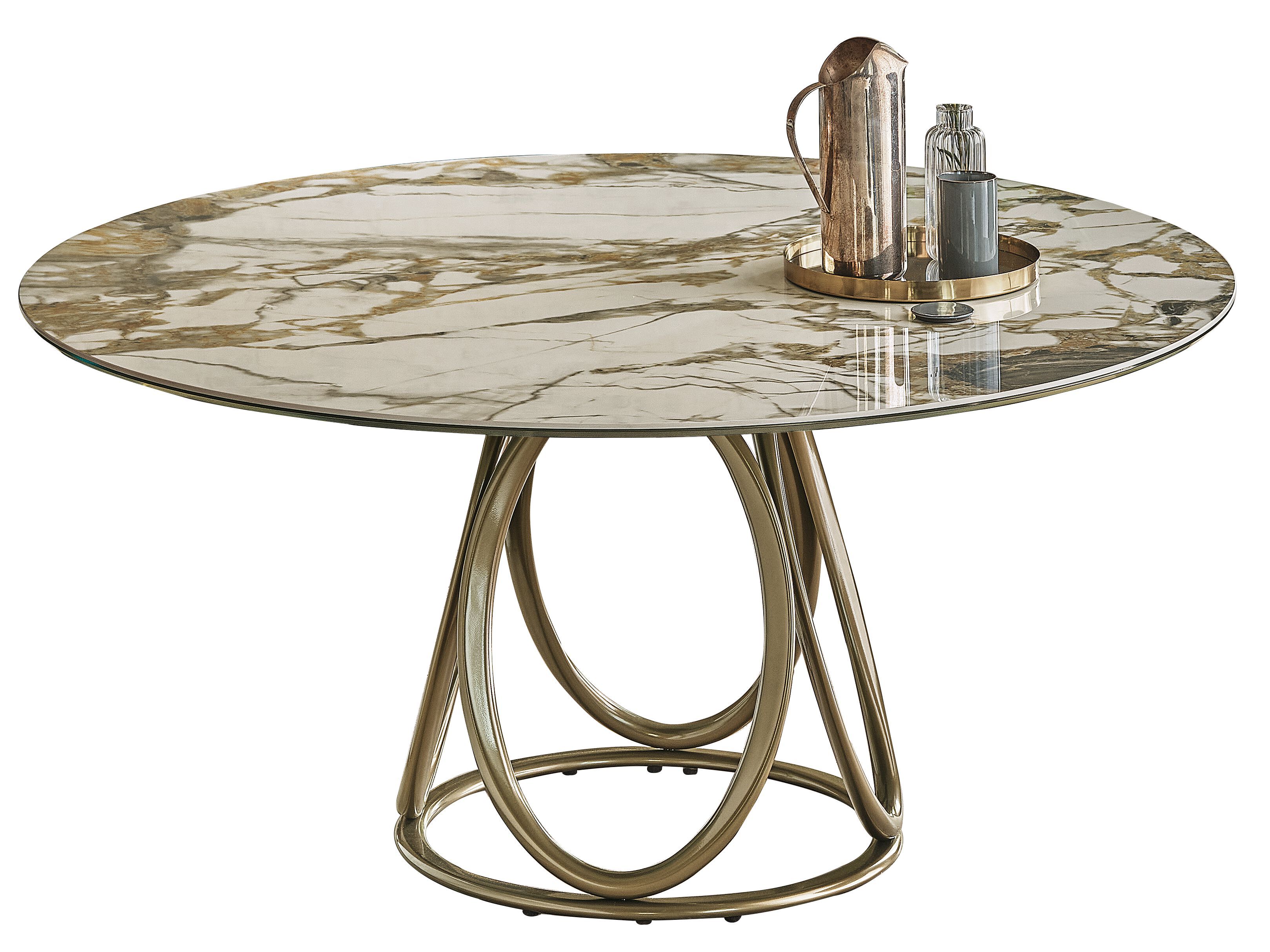 Круглый обеденный стол из нержавеющей стали и SuperMarmo Bontempi Casa LOUIS ARCH-00046545