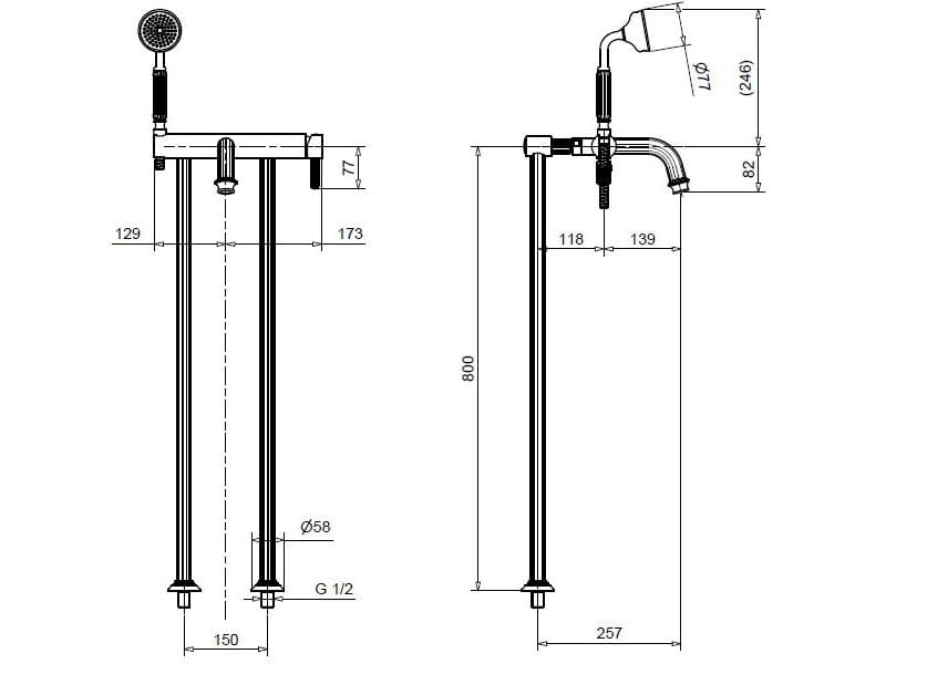 Смеситель для ванны из хромированной латуни Bugnatese Athena ARCH-00083826 - Вид №2