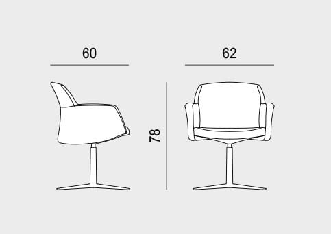 4 спицы подлокотник ткань операционный офис стул Viganò Miss Grace ARCH-00090980 - Вид №4