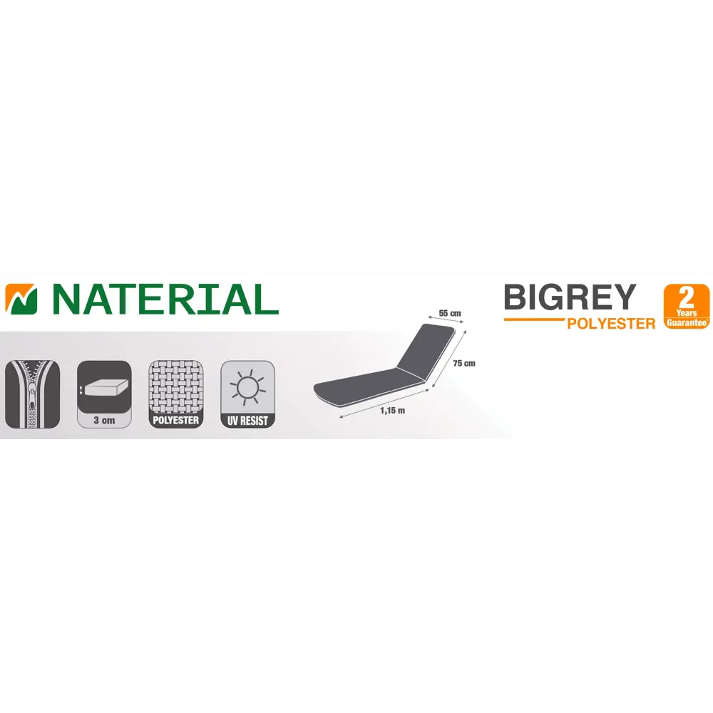 Подушка для шезлонга Naterial Bigrey 190x55x3 см серый антрацит STLM-2094864 - Вид №8