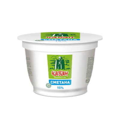 Сметана 15% Чабан 200 г БЗМЖ Santreyd 20736