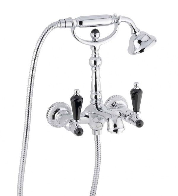 98011LCSWNEBR Смеситель The One с ручным душем для ванны. Черные кристаллы Swarovski, цвет бронза EMMEVI