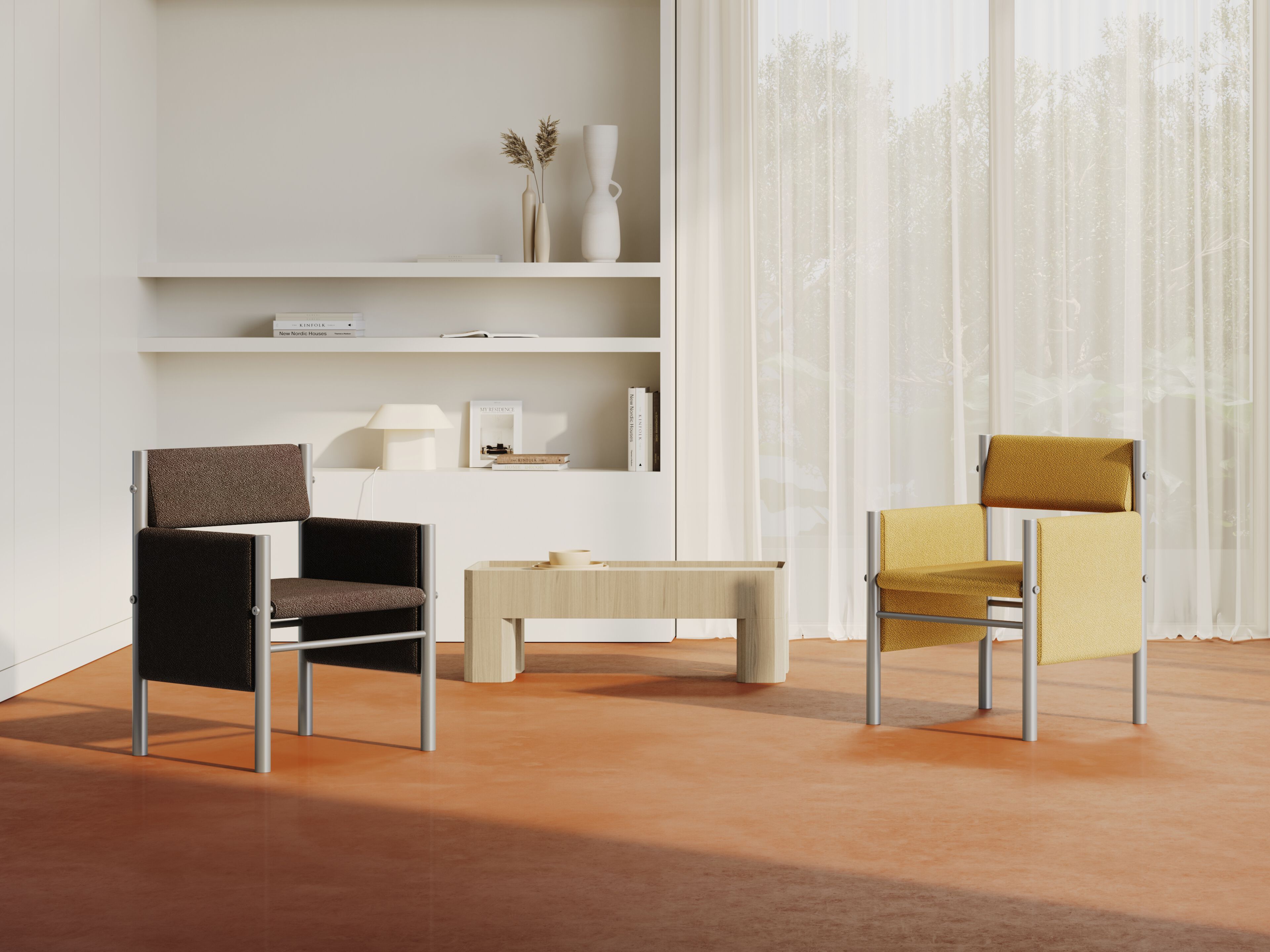 Мягкий стул из нержавеющей стали с подлокотниками Joyf Wabi ARCH-00064836 - Вид №7