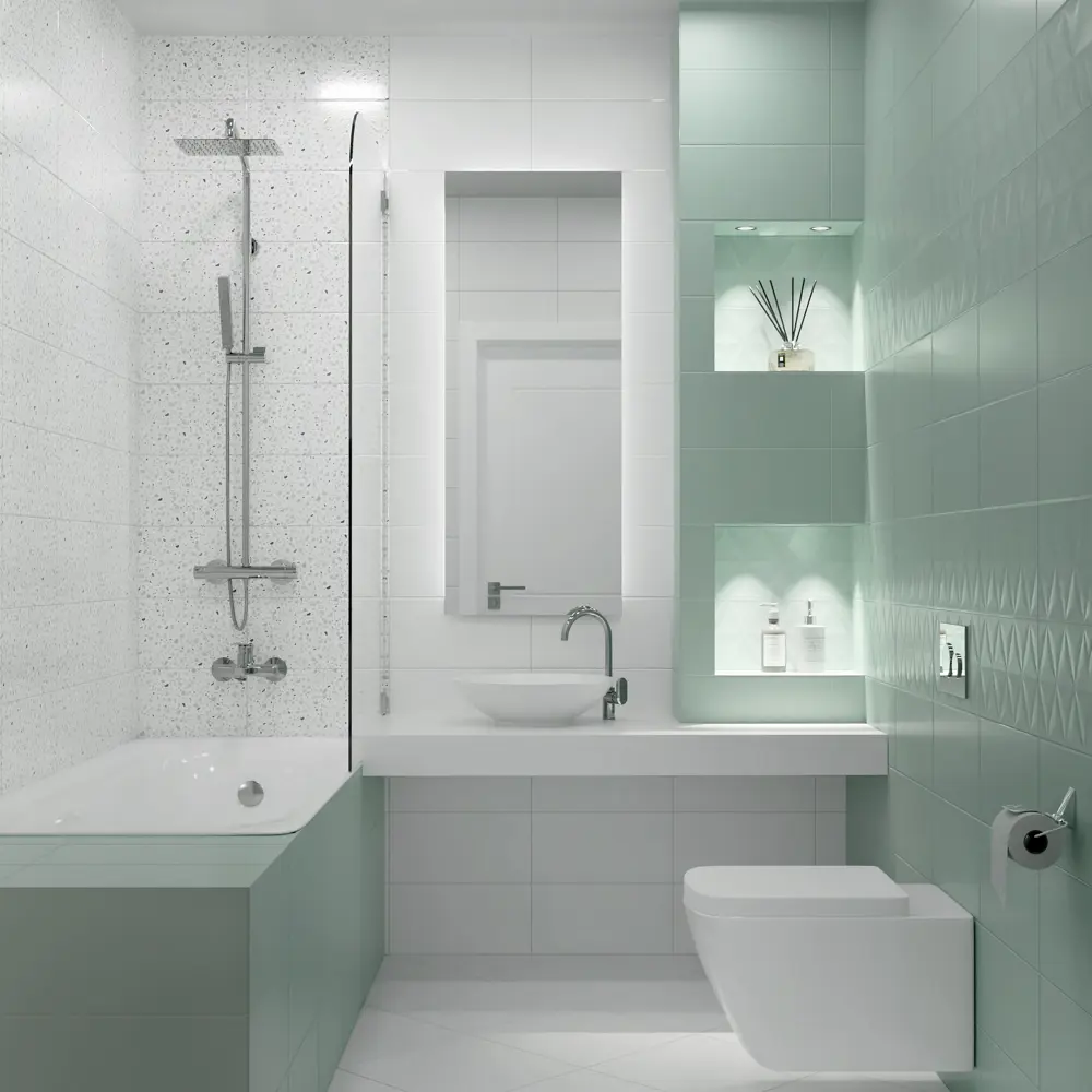 Плитка настенная Mersey Monor A0554G24102 20x40 см 1.6 м² матовая цвет мята Santreyd STLM-2158880 - Вид №5