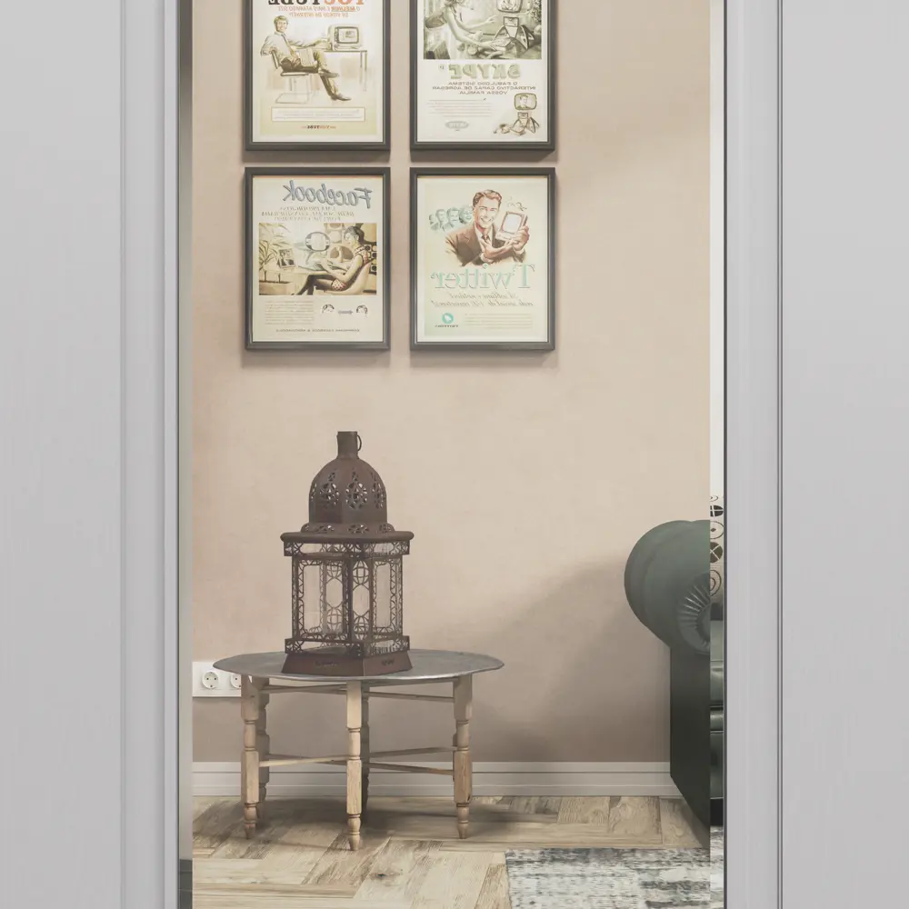 Дверь входная металлическая Гибсон 95x205 см левая скай беленый с зеркалом TOREX STLM-2202041 - Вид №9