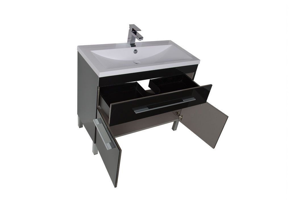 Тумба под раковину Aquanet Верона 100 черный (напольная 1 ящик 2 дверцы) sun-id-275332 - Вид №2