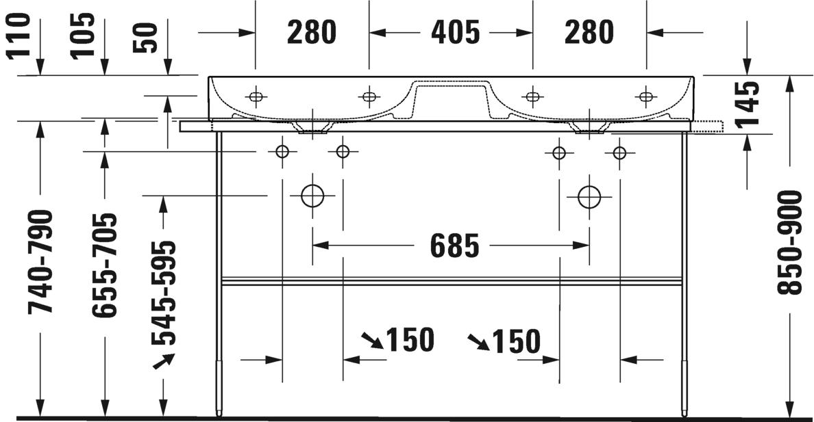 2353120070 Подвесная раковина настенная овальная Duravit DuraSquare - Вид №4