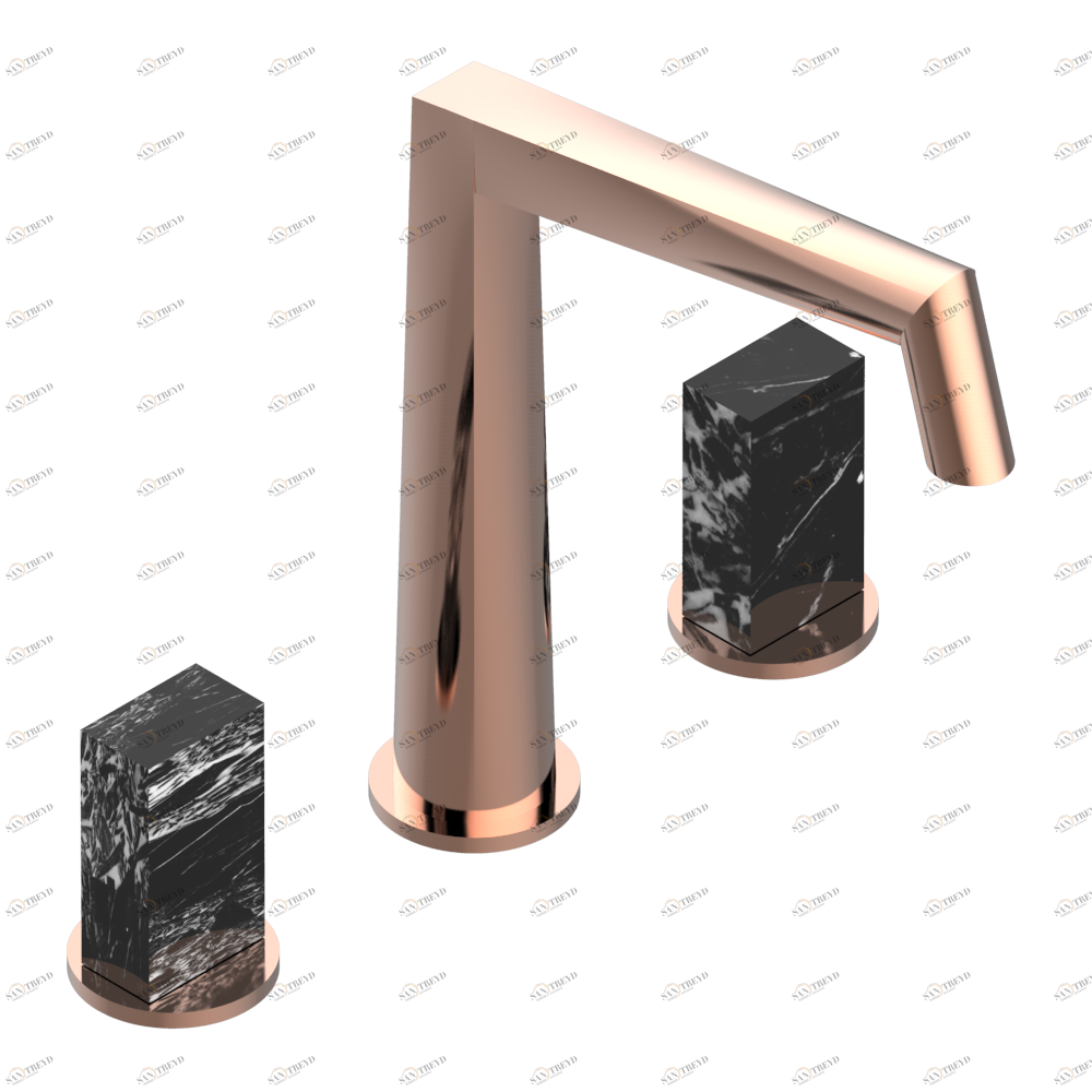 G3R-151M Смеситель устанавливаемый на борту раковины на три отверстия с донным клапаном. Для мрамора Thg-paris Montaigne marbre Grand Antique Розовое золото G3R 151M CAT.F