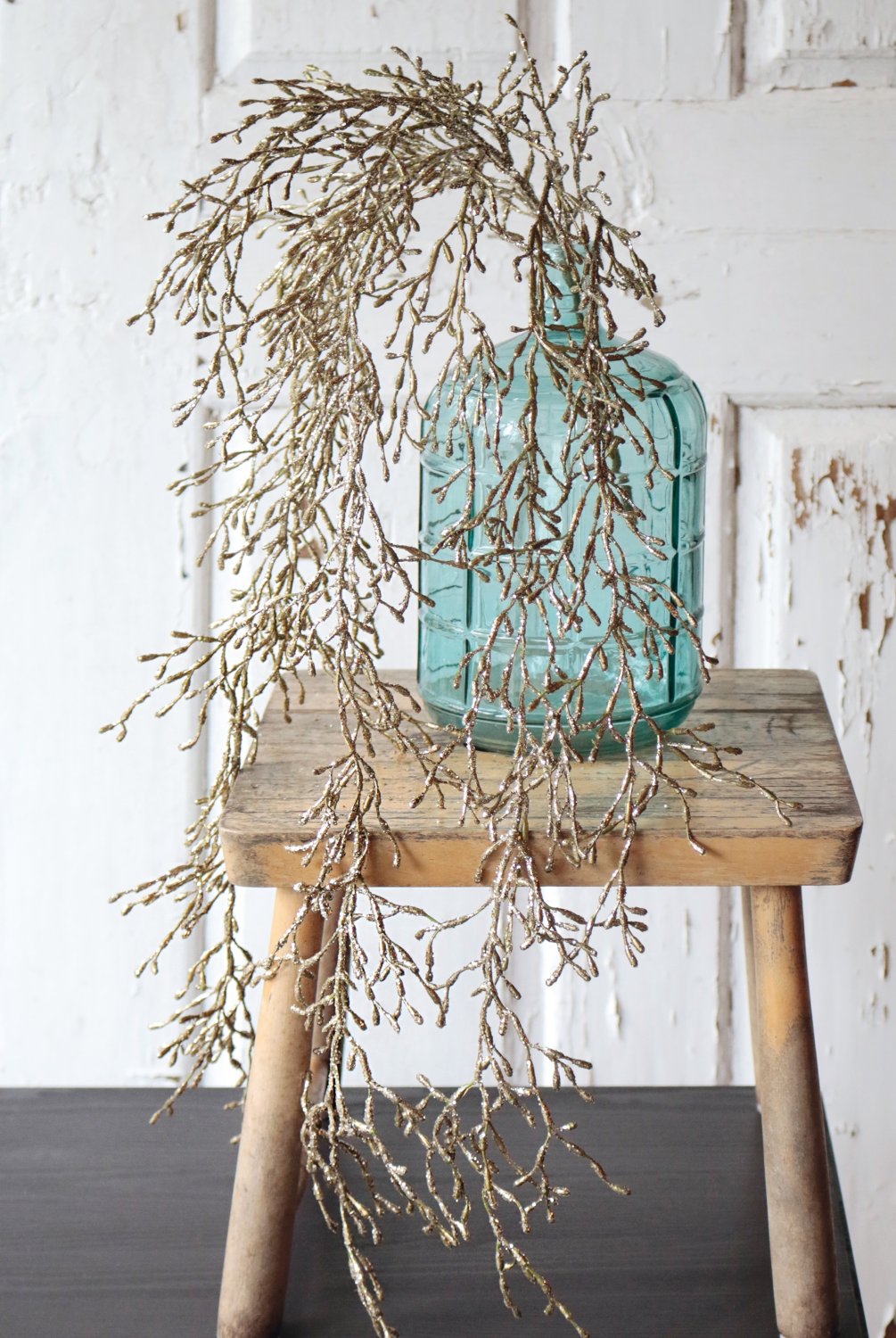 1706 331 a3 Вешалка для кактусов из искусственной омелы с глиттером, 93 см, золото H-andreas  - Вид №1