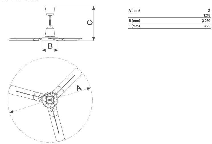 Vortice Реверсивный промышленный потолочный вентилятор Nordik hd 61024 - Вид №3