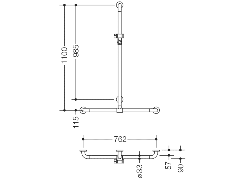801.35.426 Поручень для душа с выдвижным держателем для душа HEWI Greifen  - Вид №1