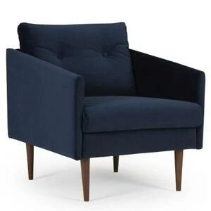 Кресло Anton с ножками из дуба/грецкого ореха, темно-голубое