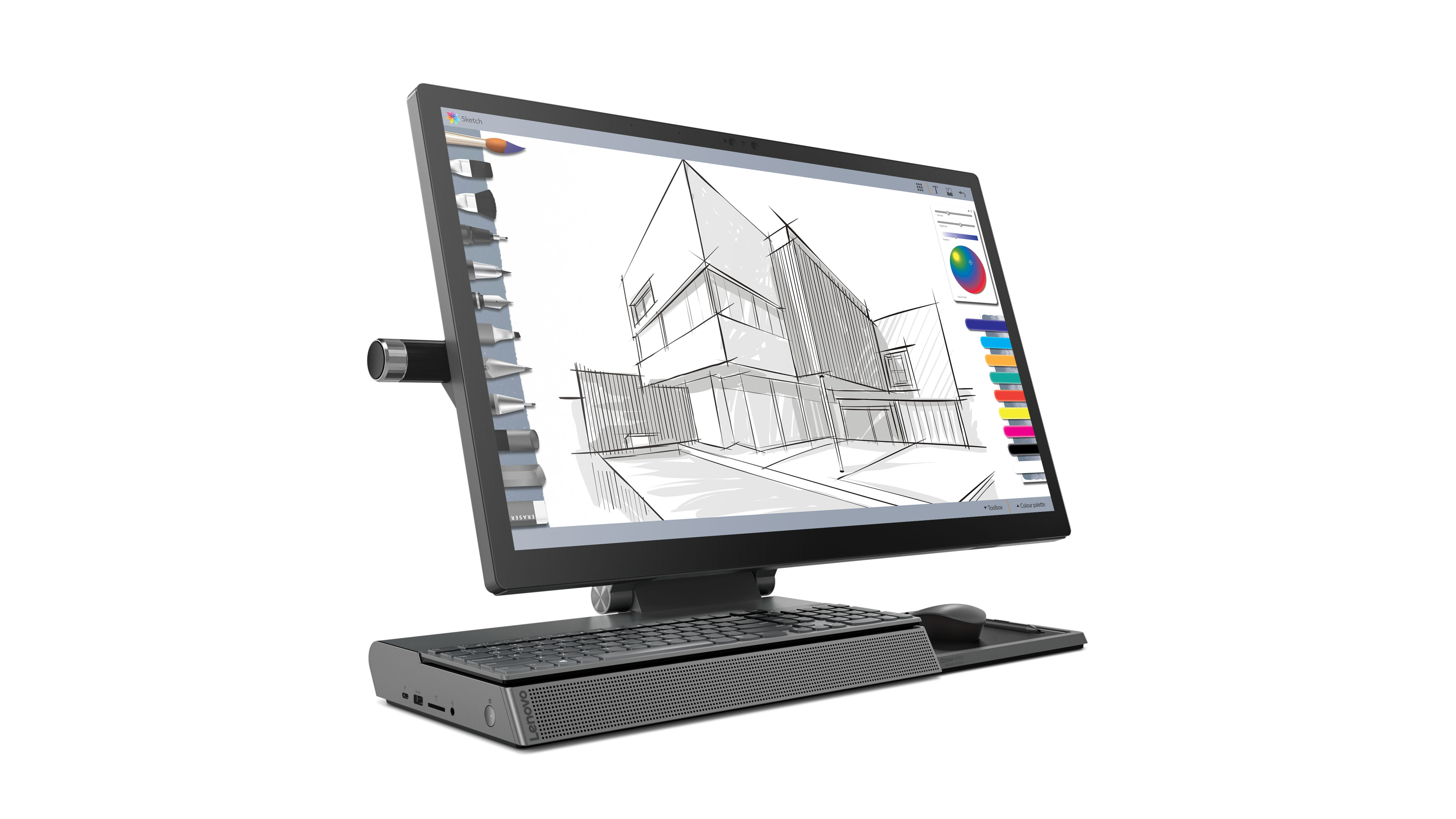 F0E5003URK yoga a940-27icb 27"(3840x2160)/touch/intel core i7 9700(3ghz)/16384mb/1000+512ssdgb/nodvd/ext:amd radeon rx 560(4096mb)/bt/wifi/war 1y/14.5kg/iron grey/w10 + wireless kb and mouse, pen Lenovo Santreyd  - Вид №2