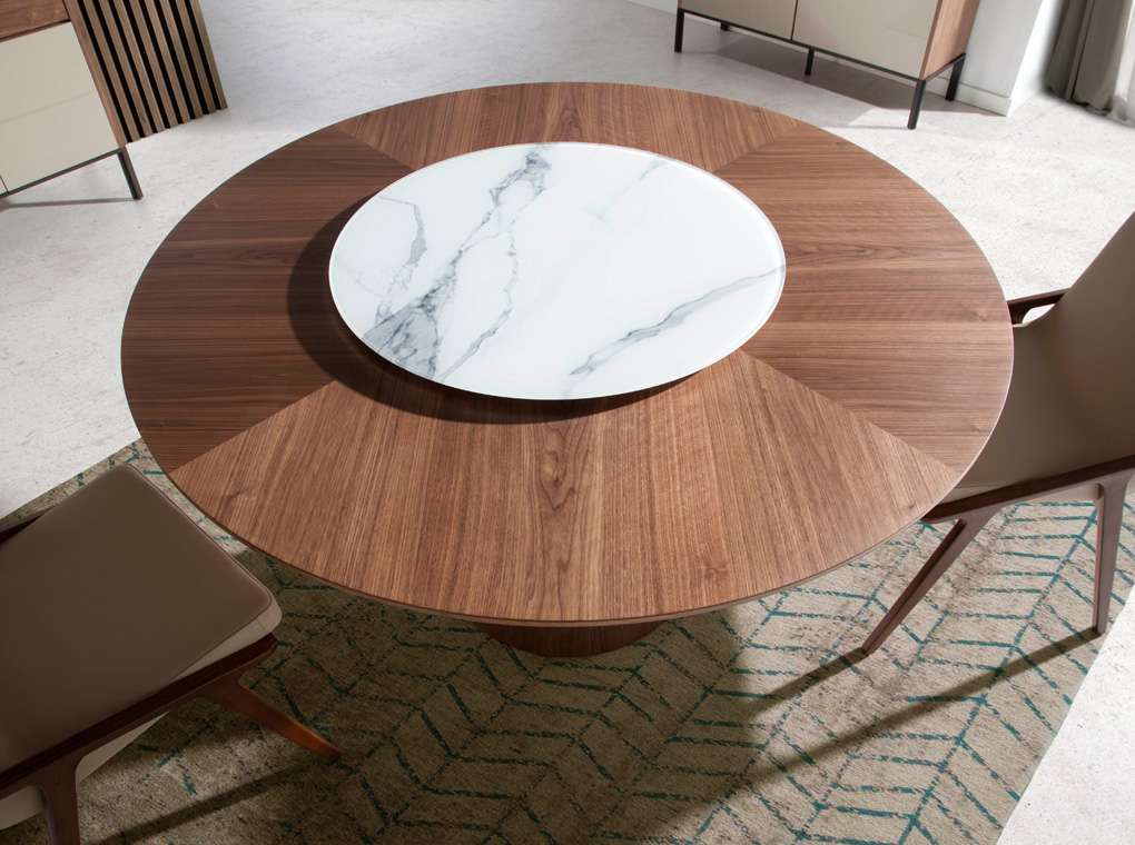 Обеденный стол круглый деревянный с мраморным Lazy Susan 135 см BRT1702-2 от Angel Cerda ANGEL CERDA  289045 Коричневый  - Вид №9