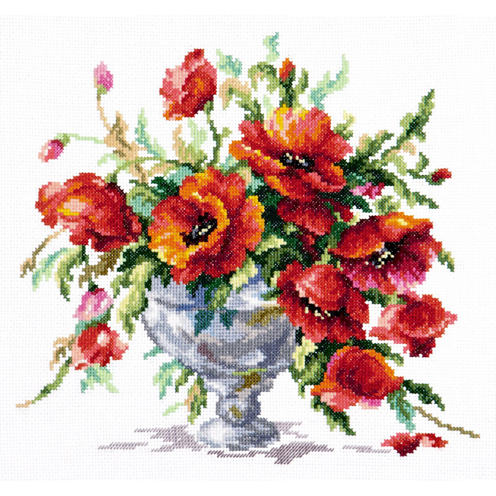 040-60 Красные маки Набор для вышивания Чудесная Игла 27 х 24 см Чудесная игла 