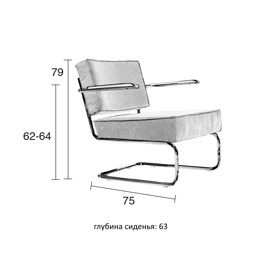 Кресло Lounge Ridge Rib желтое Zuiver 3100013 - Вид №13