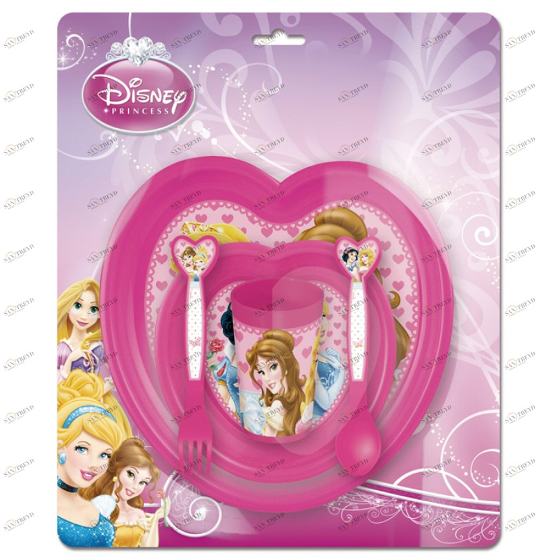 Набор детской посуды "Принцессы" (миска, тарелка, стакан, ложка, вилка) STOR ПРИНЦЕССЫ 335879 Розовый Santreyd 