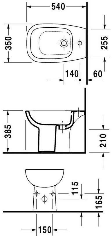 223810 Биде напольное D-Code Duravit - Вид №1
