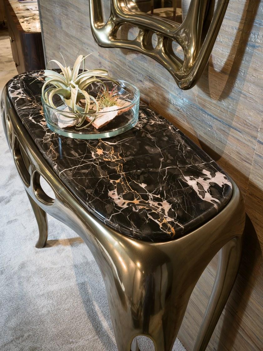 Bellotti Ezio Консоль из лакированного дерева жидкой бронзы и мраморной столешницы Delfi 2018-06 - Вид №2